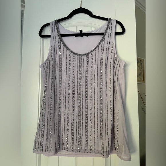 White House Black MarketLilac Beaded Embelished Tank - Picture 6 of 16